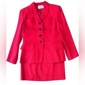Albert Nipon Vibrant Red Blazer and Skirt Set